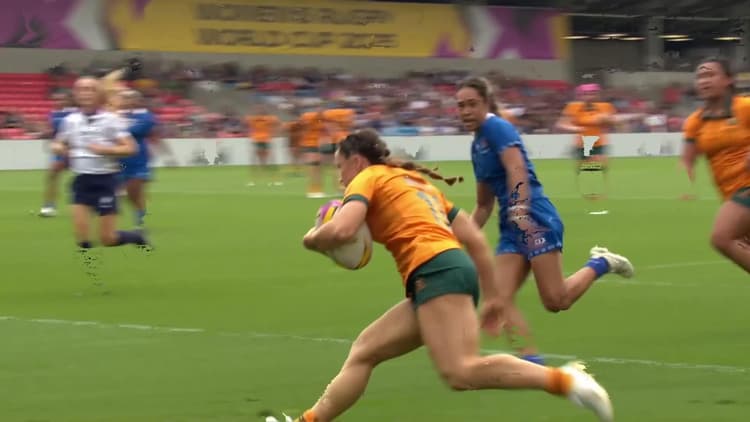 Desiree Miller with a Spectacular Try vs Samoa Women