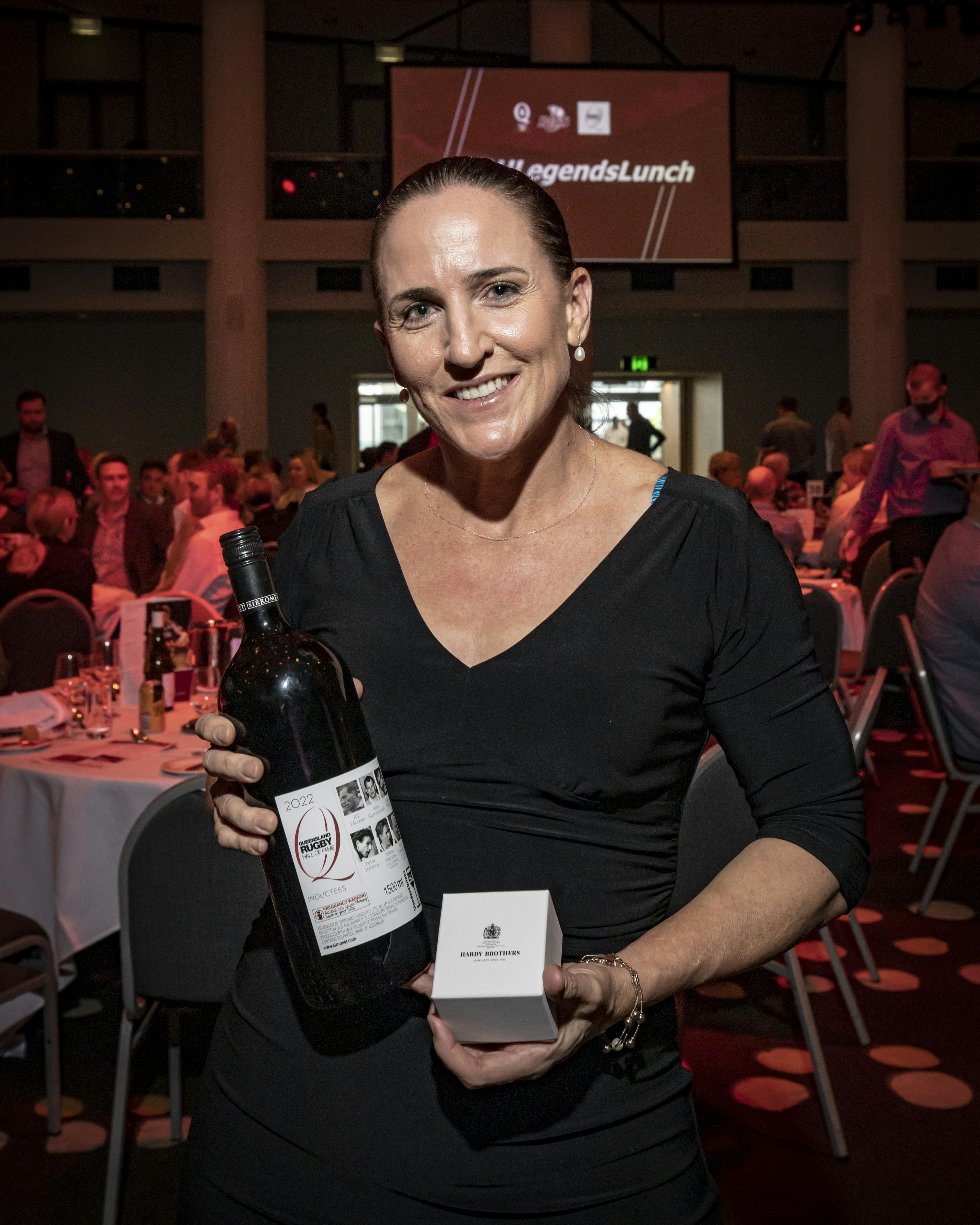 Selena Worsley after being inducted into the Queensland Rugby Hall of Fame in 2022. Photo: Brendan Hertel, QRU